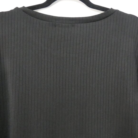 EKOUAER | XXL | Classic Black Relaxed Ribbed Short Sleeve Top - Picture 11 of 16